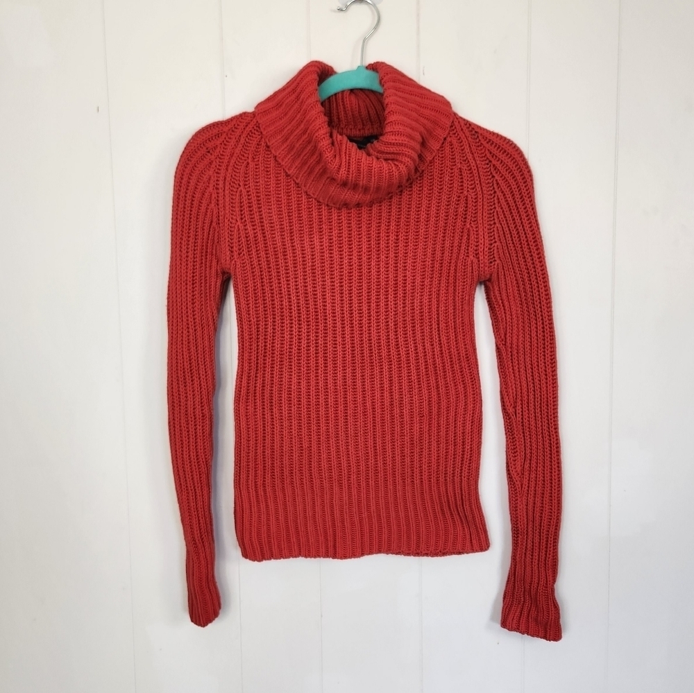 Club Monaco Vintage 1990s Chunky Red Turtleneck Sweater Cotton 90s Preppy y2k